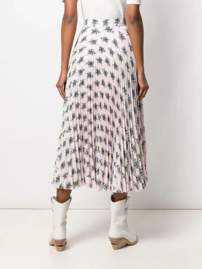 Shop Emilia Wickstead Rose Print Pleated Skirt In Pink