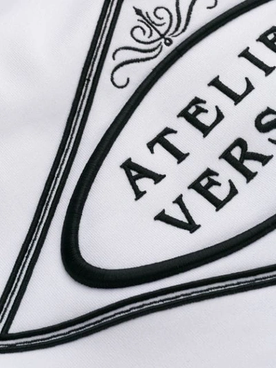 Shop Versace Embroidered Logo Sweatshirt In White