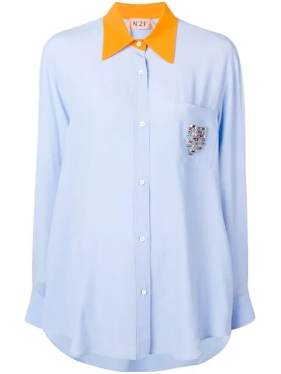 Shop N°21 Contrasting Collar Shirt In Blue
