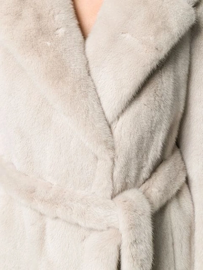 Shop Blancha Mink Fur Belted Coat In Tortora