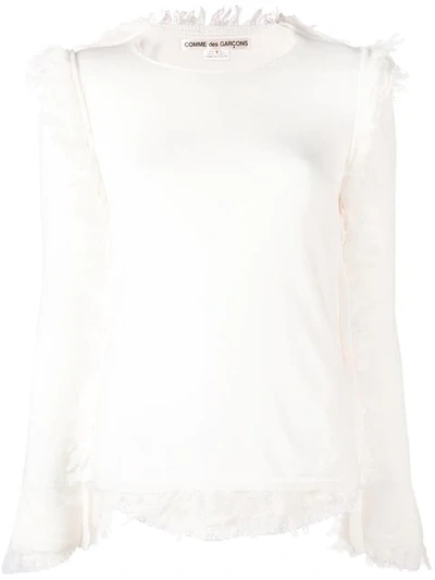 Shop Comme Des Garçons Textured Trim Sweater In 5 Off White