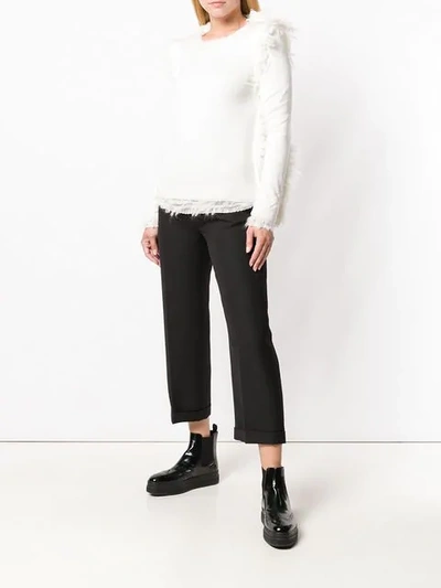 Shop Comme Des Garçons Textured Trim Sweater In 5 Off White