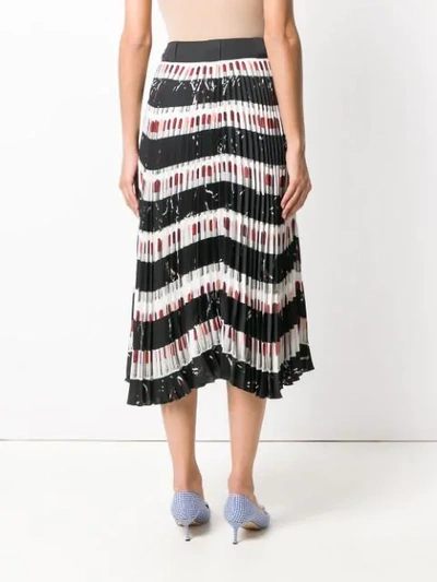 Shop Prada Pleated Printed Skirt In Black