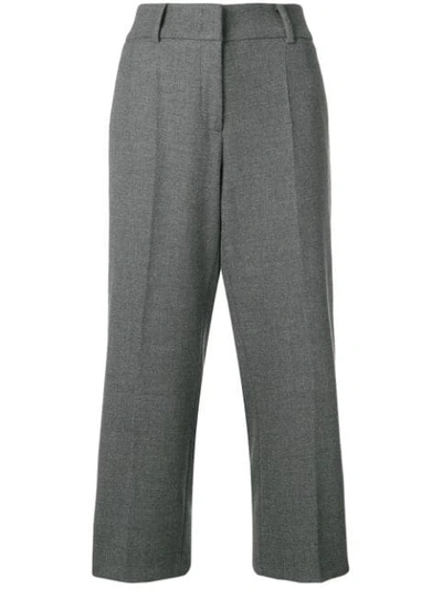 Shop Cambio Wide Leg Cropped Trousers In Grey