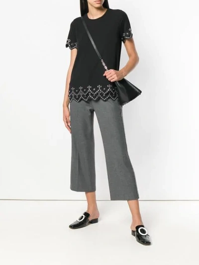 Shop Cambio Wide Leg Cropped Trousers In Grey