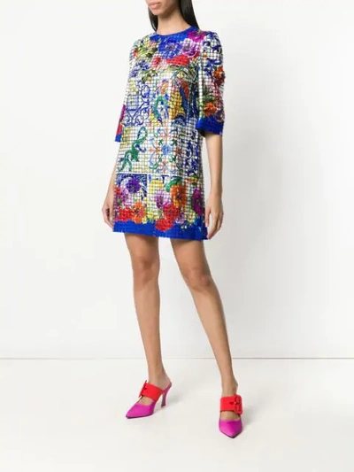 Shop Dolce & Gabbana Mosaic Majolica Print Dress In Multicolour