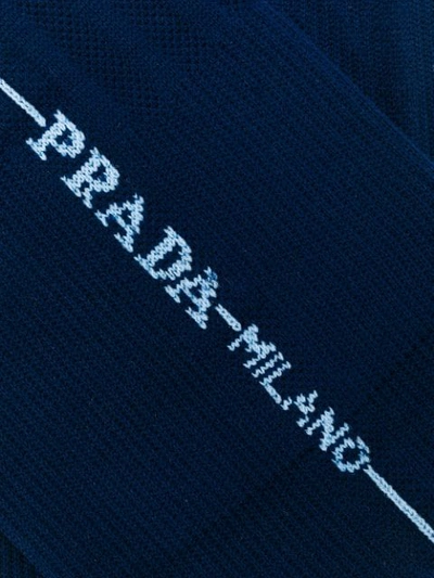 Shop Prada Mid-calf Logo Socks - Blue