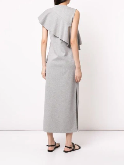 Shop Goen J Ruffle-trimmed Midi Dress In Grey