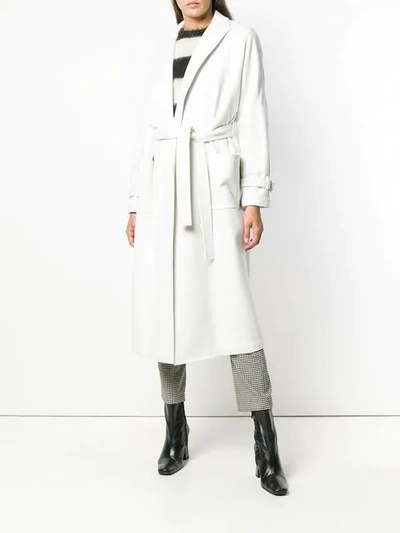 Shop Eleventy Belted Robe Coat In Neutrals