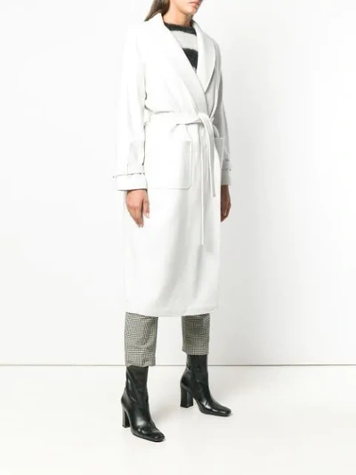 Shop Eleventy Belted Robe Coat In Neutrals