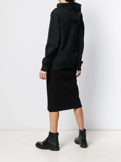 Shop Helmut Lang Contrast Logo Hoodie In Black
