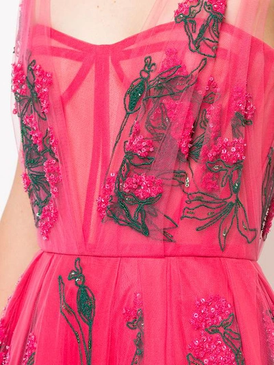 Shop Carolina Herrera Embroidered Tulle Gown In Pink