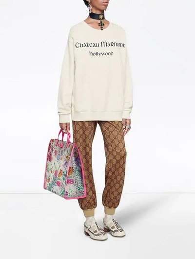 Shop Gucci Oversize Sweatshirt With Chateau Marmont In White