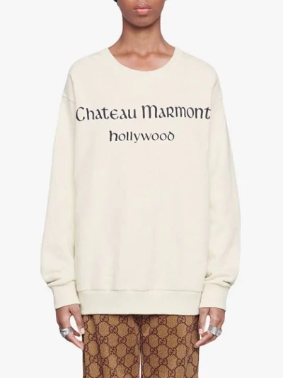 Shop Gucci Oversize Sweatshirt With Chateau Marmont In White