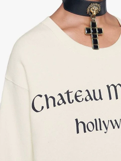 Shop Gucci Oversize Sweatshirt With Chateau Marmont In White