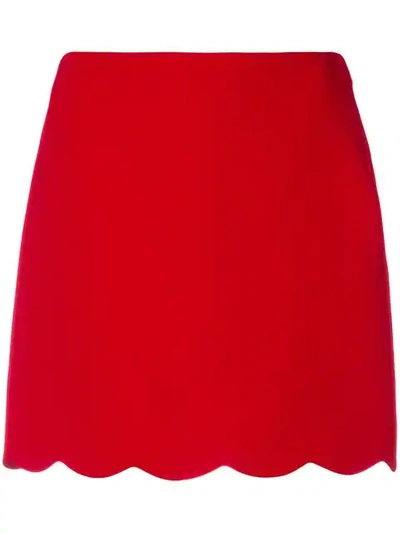 Shop Miu Miu Scalloped Mini Skirt In Red