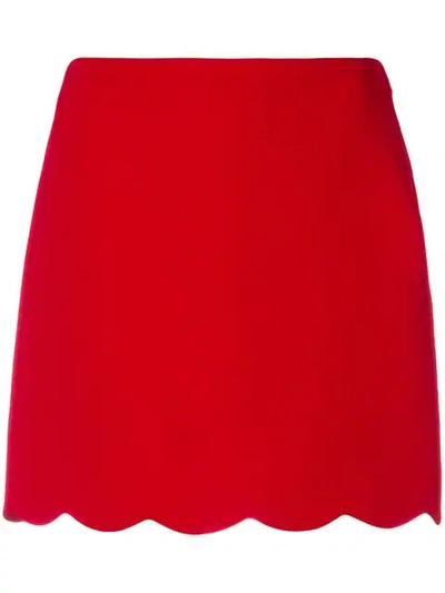Miu Miu A-line Cady Mini Skirt W/ Scalloped Hem In Red