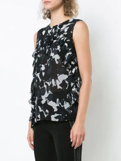 Shop Jason Wu Collection Ruffle Floral Tank Top - Black