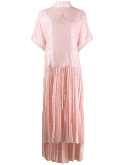 Shop Atu Body Couture Sequinned Mock Neck Dress In Pink