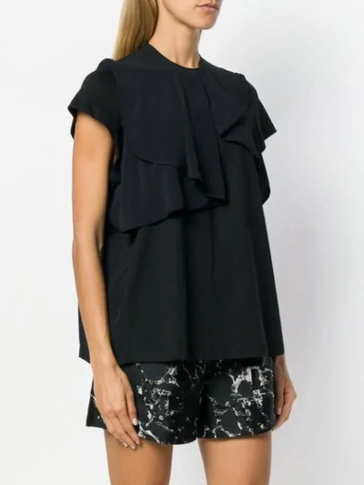 Shop N°21 Ruffle Short-sleeve Blouse In Black