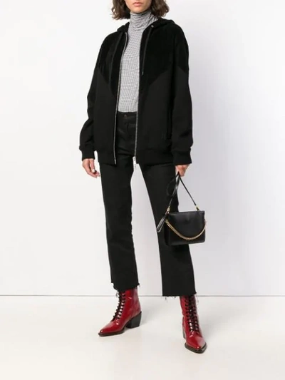 Shop Givenchy Panelled Zip Front Hoodie In Black