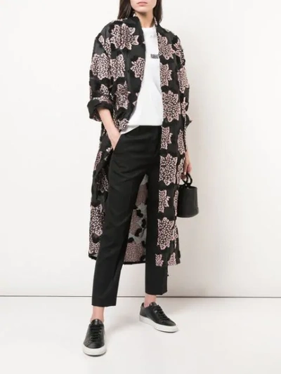 Shop Julien David Printed Kimono Coat In Black