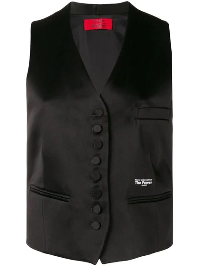 Shop Styland Satin Waistcoat In Black