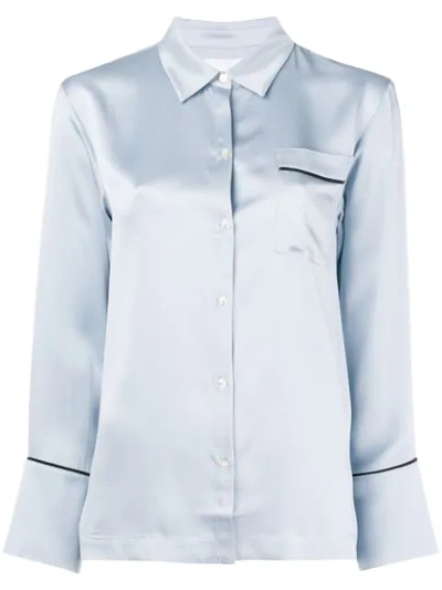Shop Asceno Button Fastening Pyjama Shirt - Blue