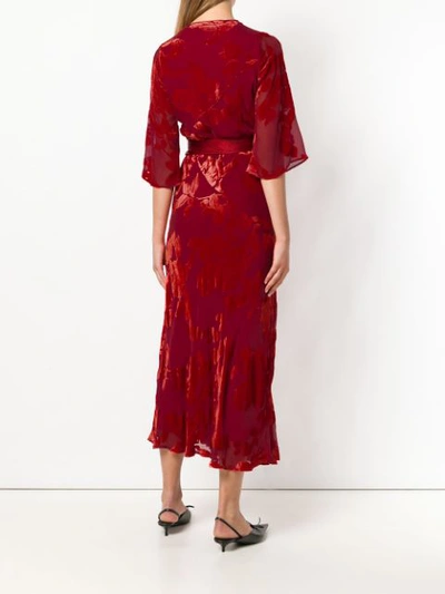 Shop Galvan Floral Print Wrap Dress In Red