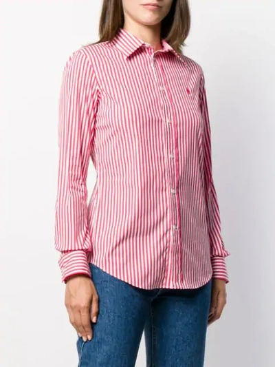 Shop Polo Ralph Lauren Striped Slim Fit Shirt In Red