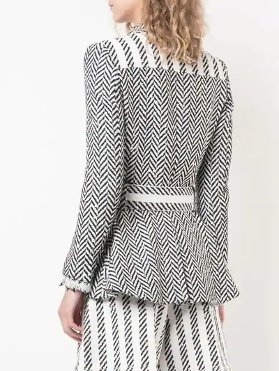 Shop Oscar De La Renta Tweed-jacke Mit Fischgrätenmuster In White ,black