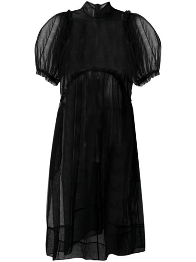 Shop Simone Rocha Babydoll-kleid Mit Mandarinkragen - Schwarz In Black