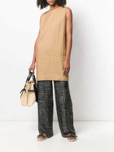 Shop Theory Grid Check Palazzo Trousers In Black