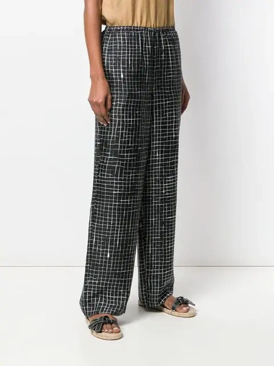 THEORY GRID CHECK PALAZZO TROUSERS - 黑色