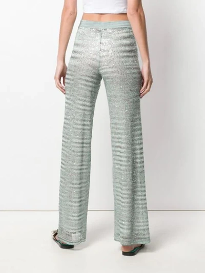 Shop Missoni Sequin Knit Trousers In Blue