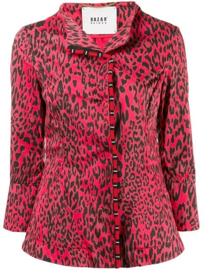 Shop Bazar Deluxe Leopard Pattern Fitted Jacket - Red