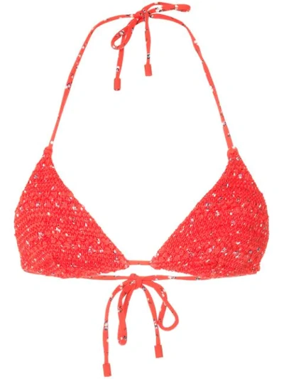 Shop The Upside Woven Bikini Top In Red