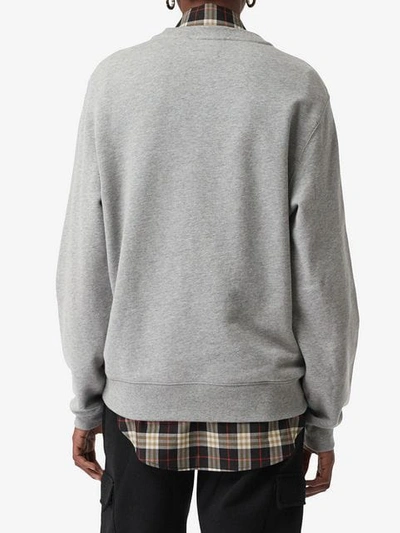 Shop Burberry Chequer Ekd Cotton Sweatshirt In Grey