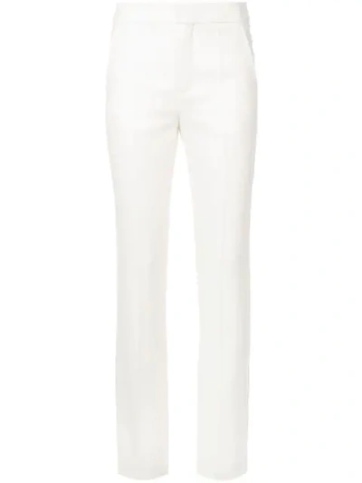 Shop Chloé Slim Fit Embellished Stripe Trousers In White