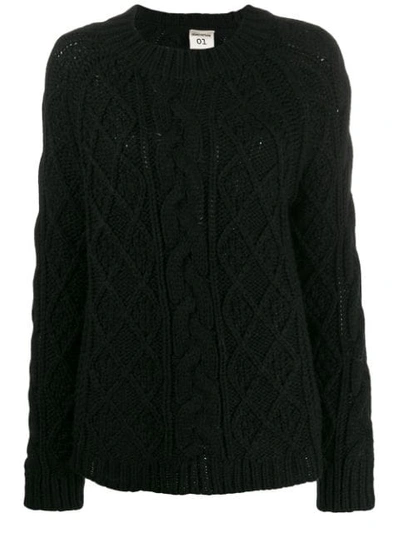 Shop Semicouture Chunky Cable Knit Jumper In Y69 Nero