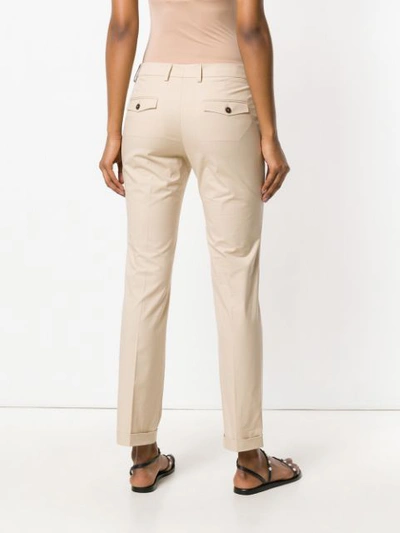Shop Incotex Cuff Slim Fit Trousers - Neutrals