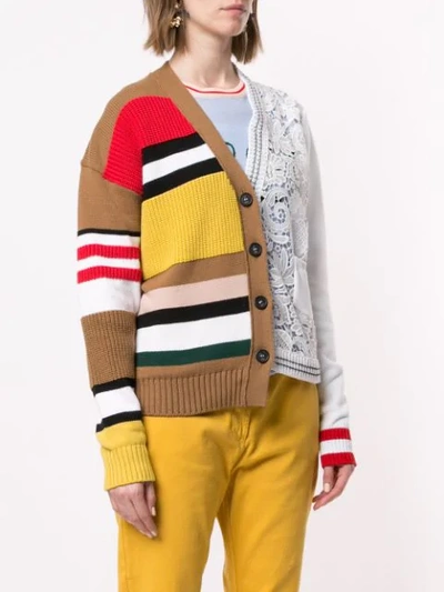 Shop N°21 Mixed Panel Cardigan In Multicolour