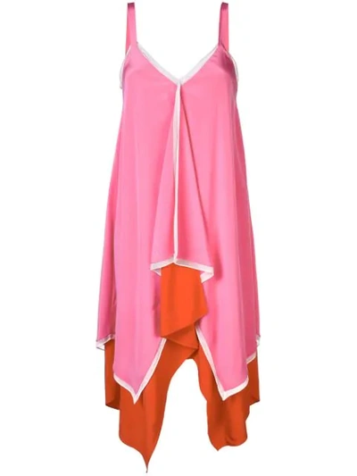 Shop Diane Von Furstenberg Contrast Flared Midi Dress In White ,pink