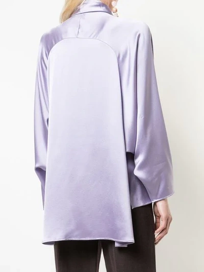 Shop Adam Lippes Oversized Pussybow Blouse In Purple