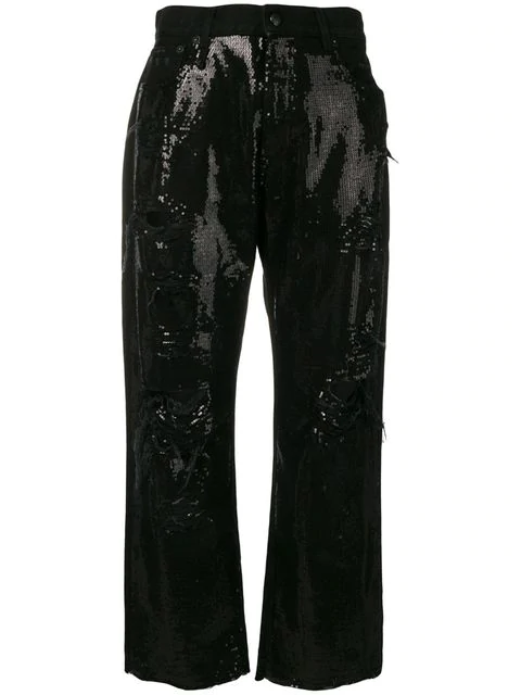 sequin embellished jeans