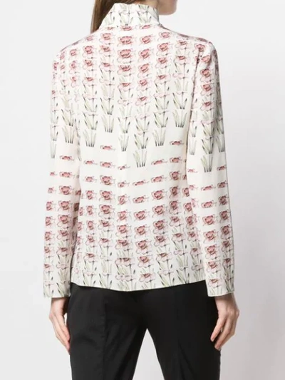 Shop Prada Crepe De Chine Top In Neutrals