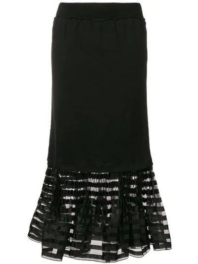 Shop Jw Anderson Sheer Panel Hem Midi Skirt In Black