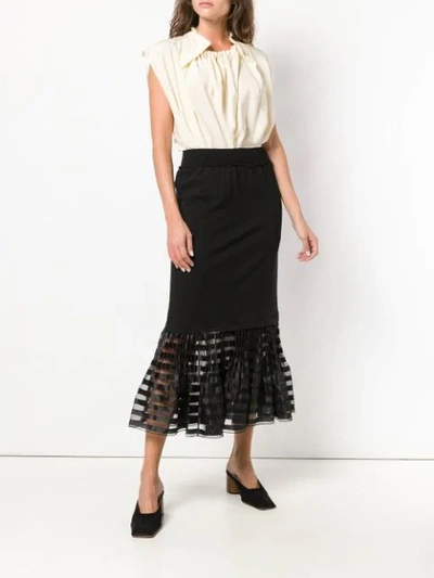 Shop Jw Anderson Sheer Panel Hem Midi Skirt In Black