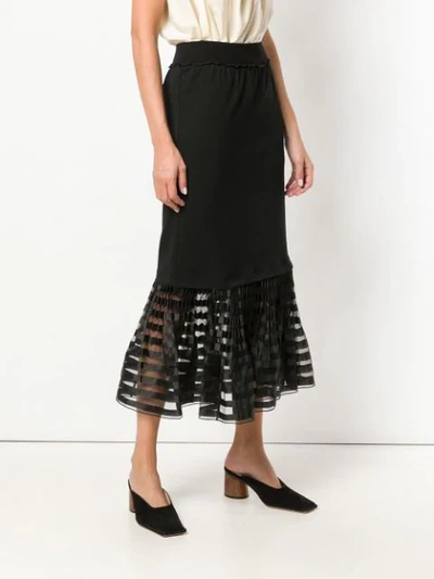 Shop Jw Anderson Sheer Panel Hem Midi Skirt In Black