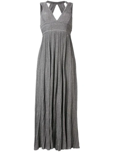 Shop Antonino Valenti V-neck Knitted Long Dress In Grey